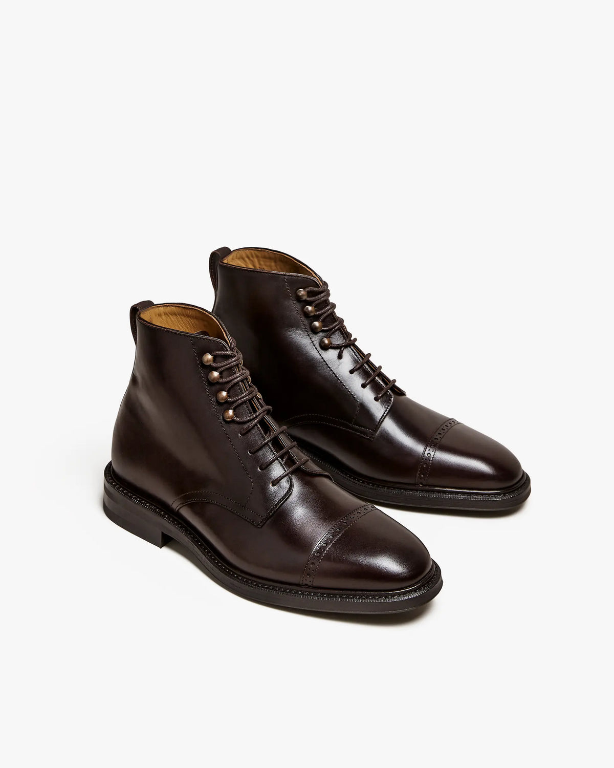 Dark Brown Calf Leather Laced Boots