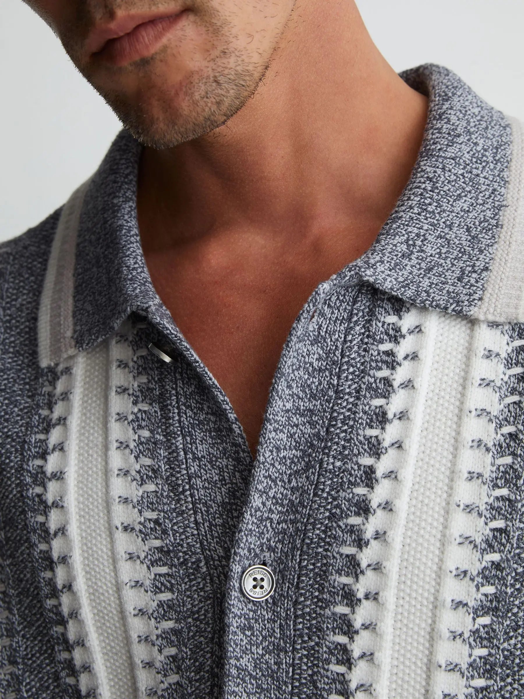 Stitch-Detail Stripe Knitted Shirt