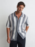 Stitch-Detail Stripe Knitted Shirt