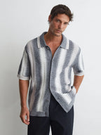 Stitch-Detail Stripe Knitted Shirt