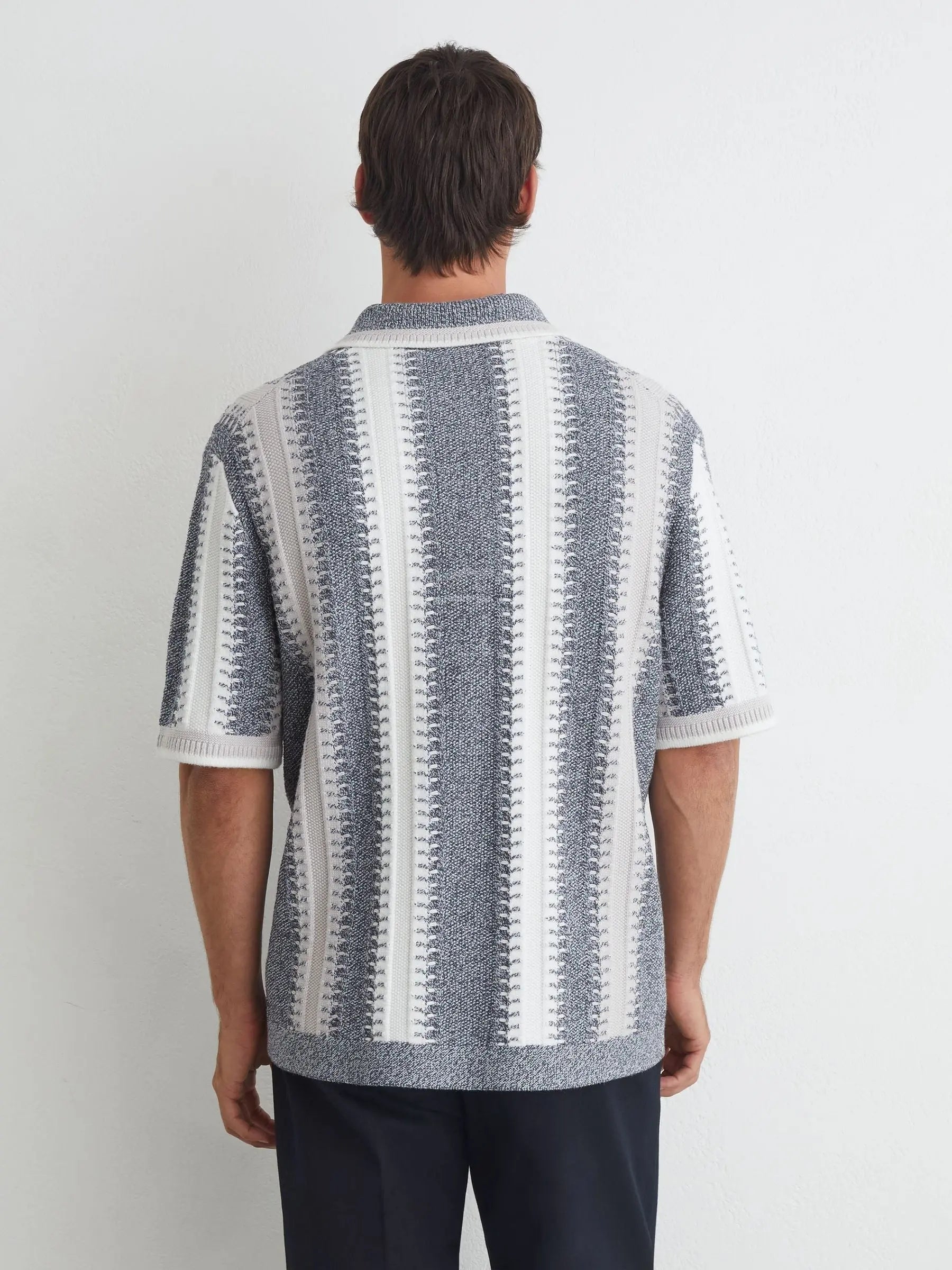 Stitch-Detail Stripe Knitted Shirt
