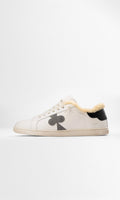 Toscan Sneakers White Leather Black Heel with Wool