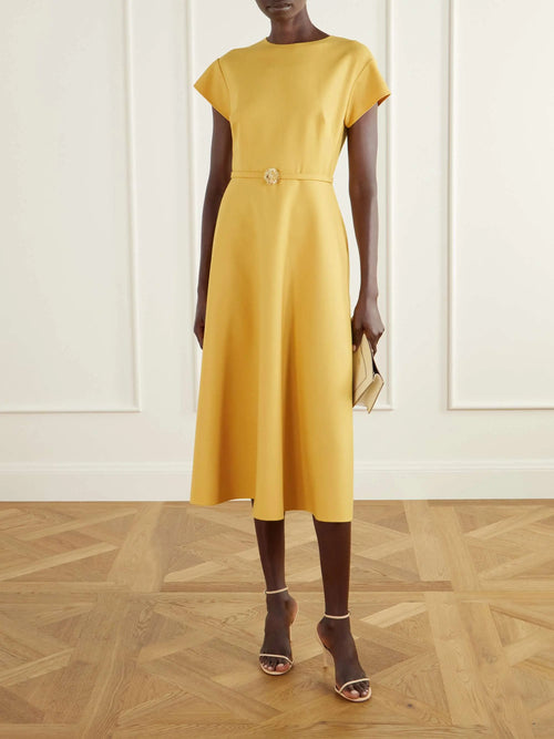 Belted wool-blend midi dress Too Much Today