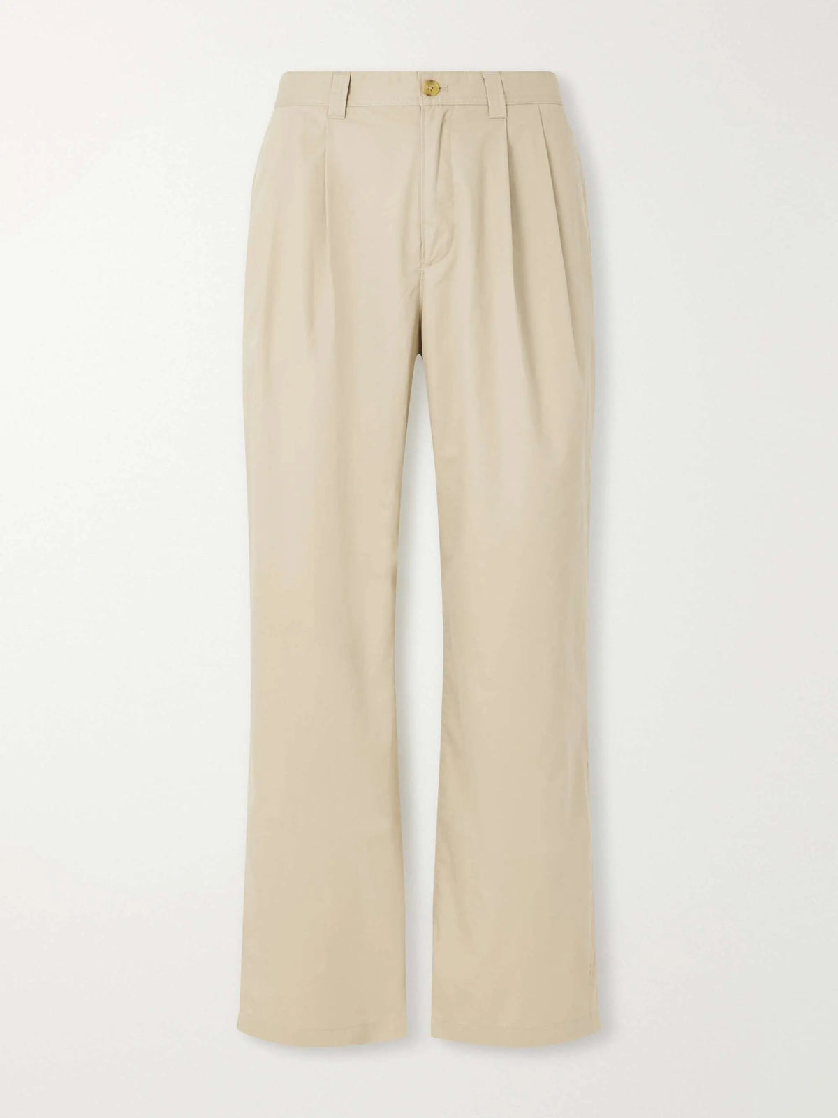 Straight-Leg Pleated Cotton Trousers