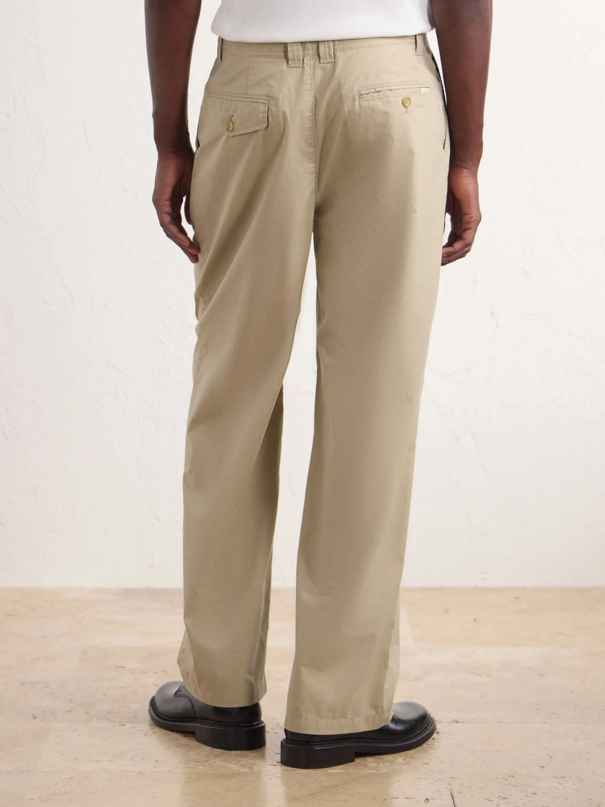 Straight-Leg Pleated Cotton Trousers