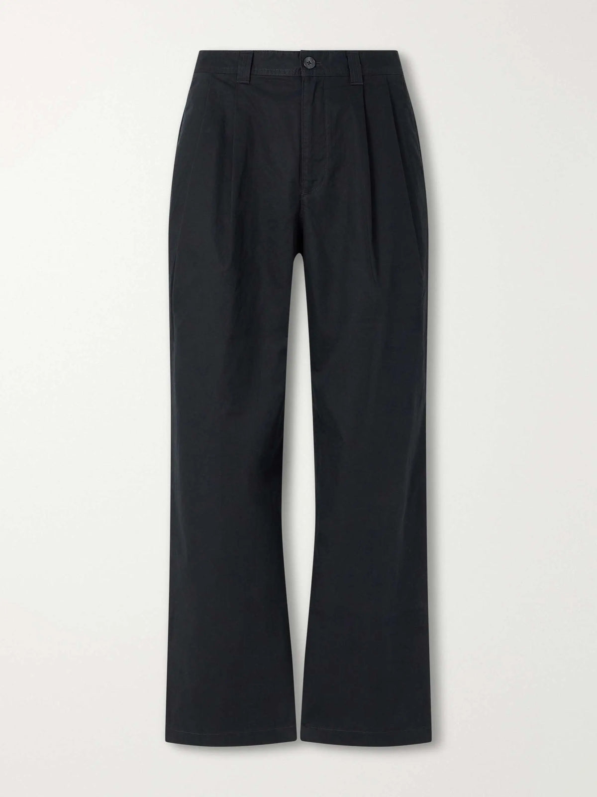Straight-Leg Pleated Cotton Trousers
