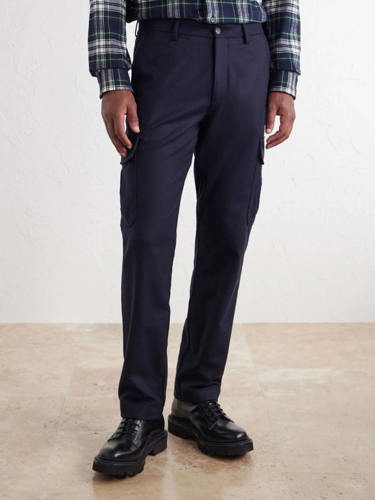 Straight-Leg Flannel Cargo Trousers