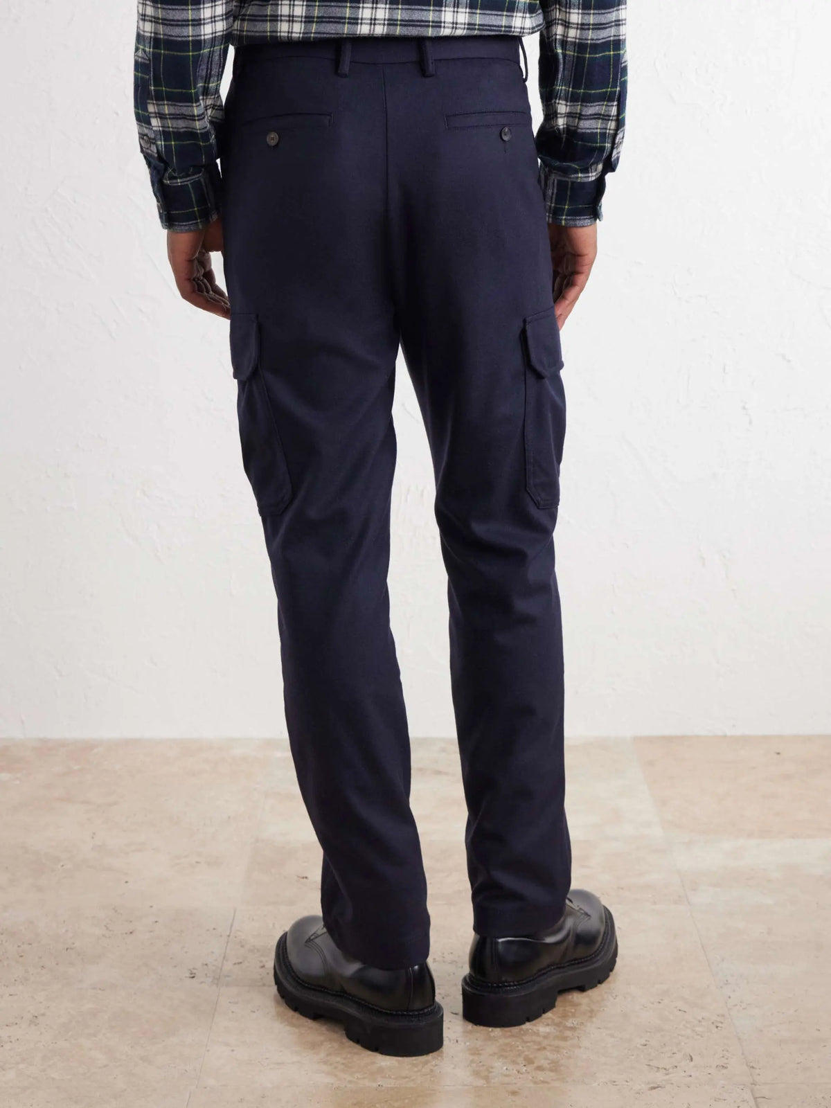 Straight-Leg Flannel Cargo Trousers