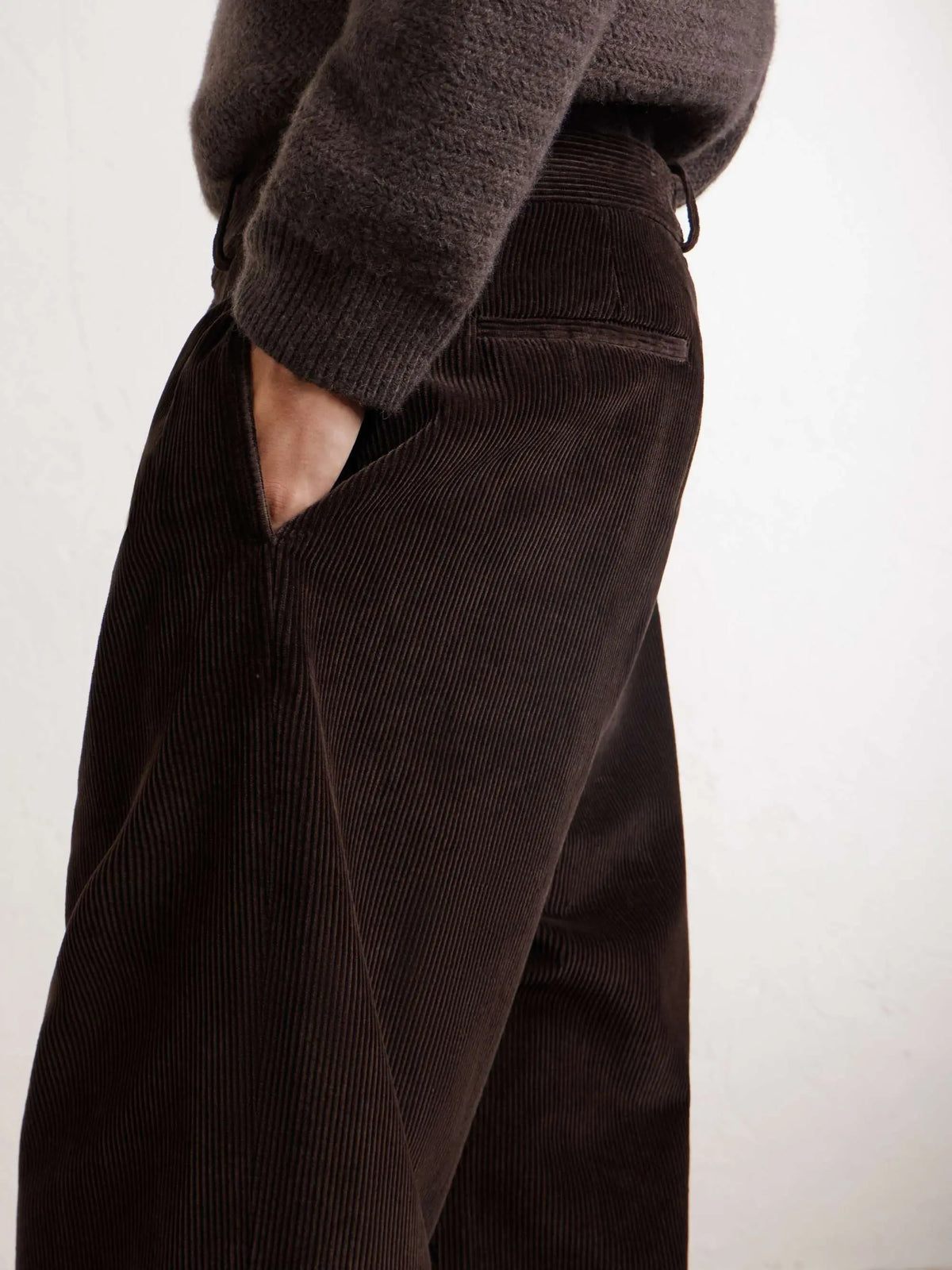 Straight-Leg Pleated Cotton-Corduroy Trousers