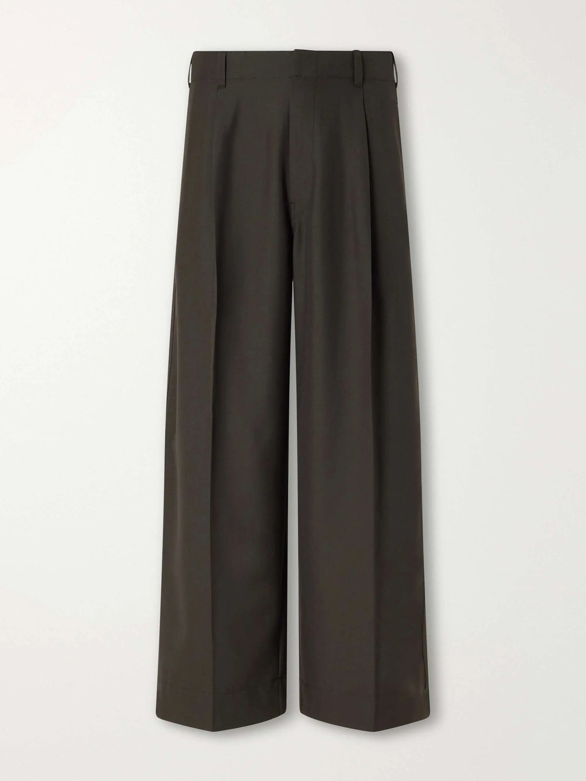 Straight-Leg Pleated Woven Trousers