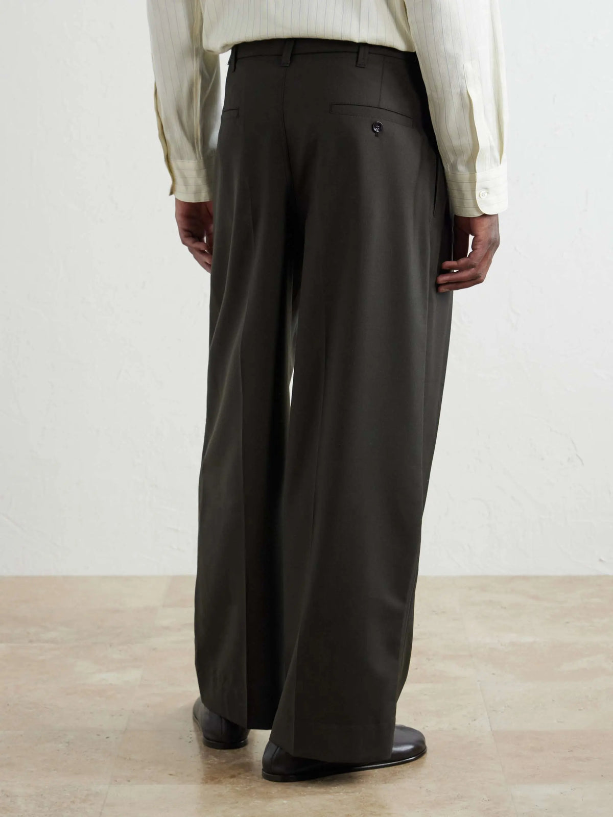 Straight-Leg Pleated Woven Trousers