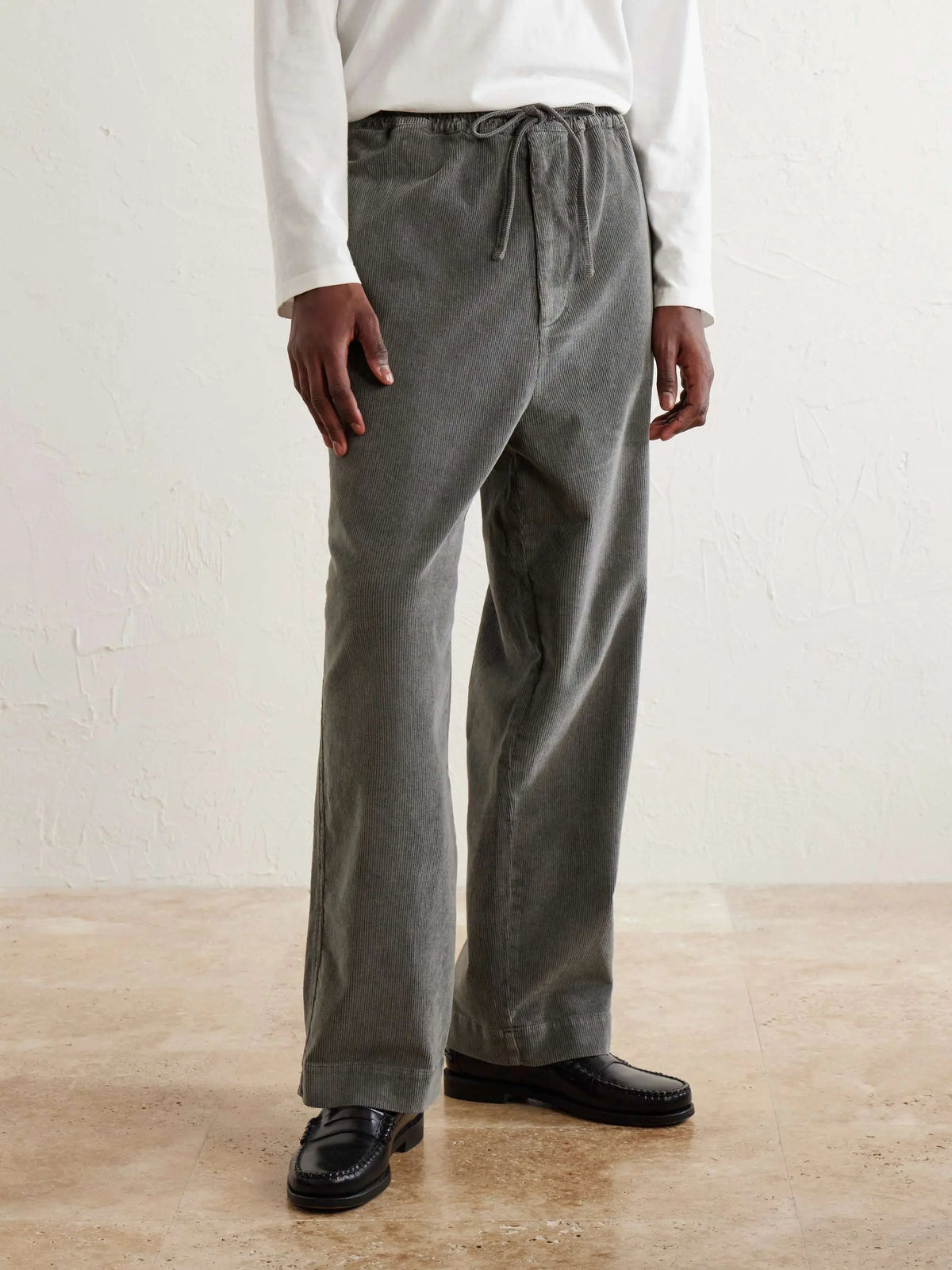 Wide-Leg Cotton-Blend Corduroy Trousers