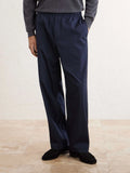 Straight-Leg Cotton-Blend Trousers