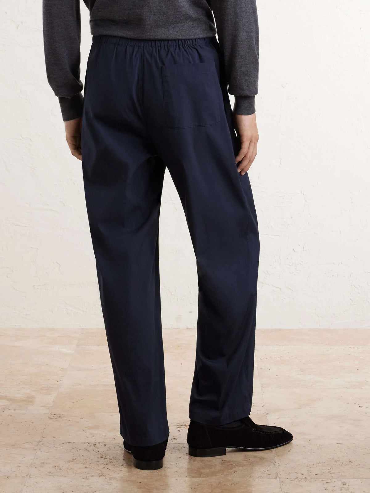 Straight-Leg Cotton-Blend Trousers