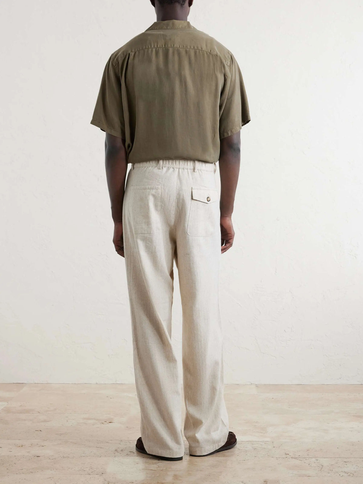 Cotton and Linen-Blend Drawstring Trousers
