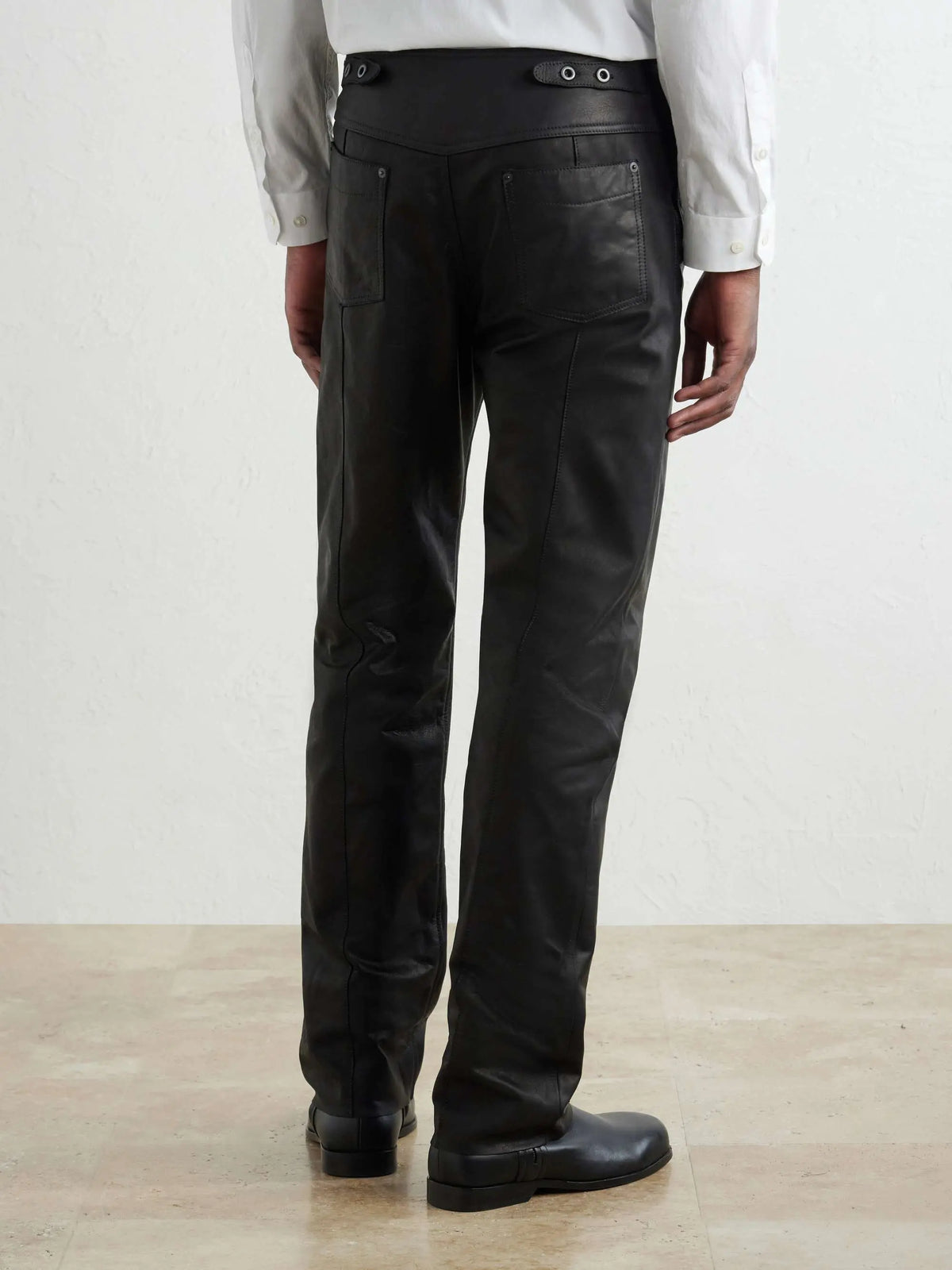 Slim-Fit Straight-Leg Leather Trousers