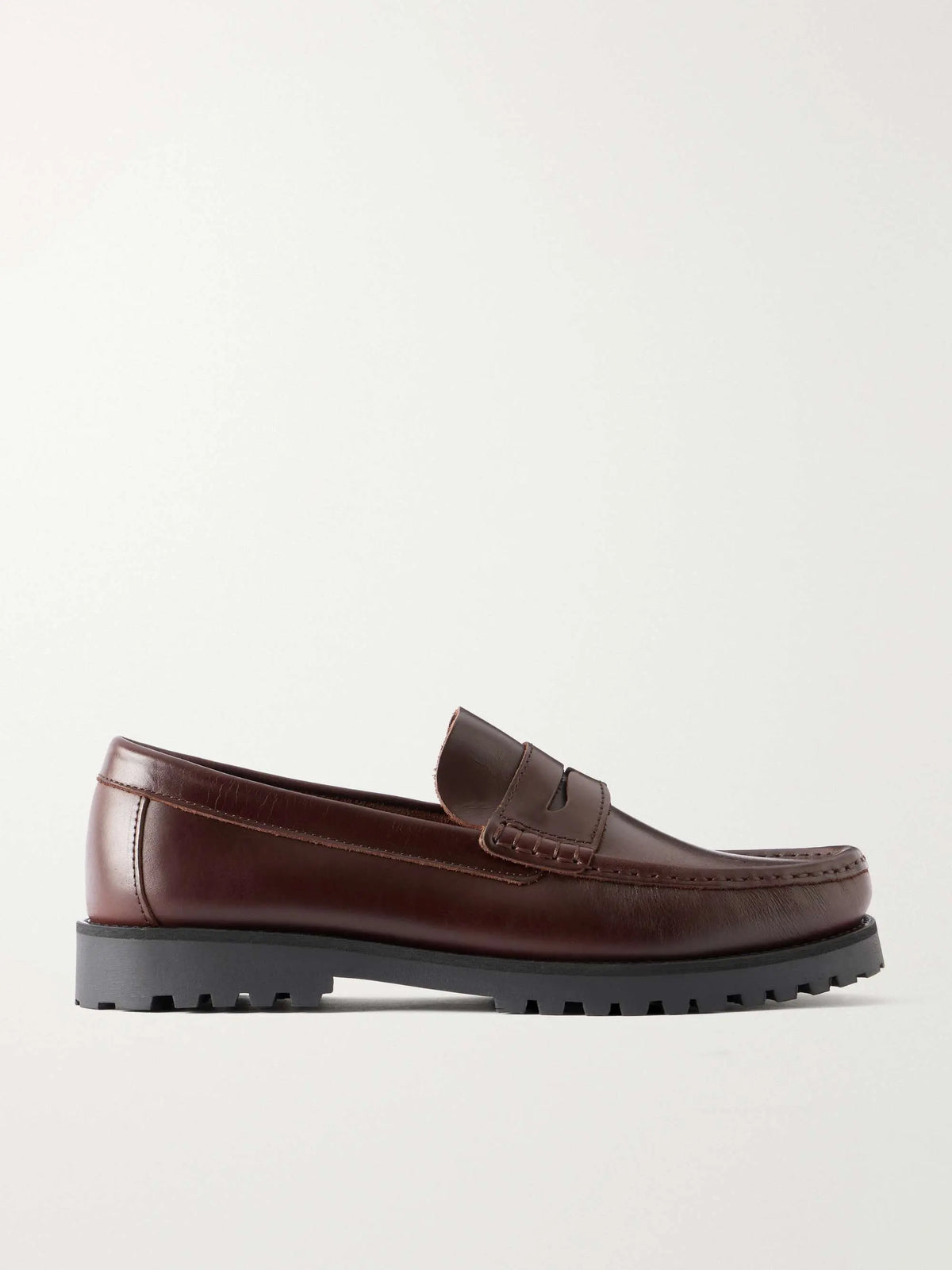 High Sole Leather Loafers