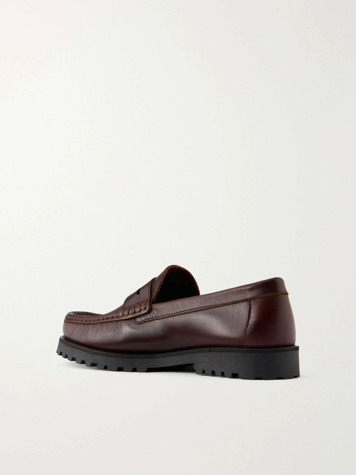 High Sole Leather Loafers