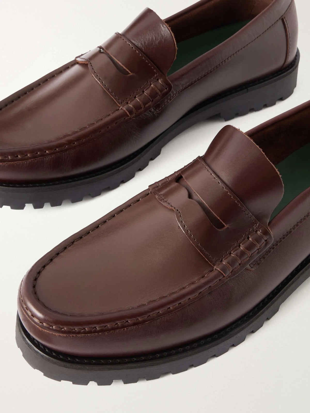 High Sole Leather Loafers