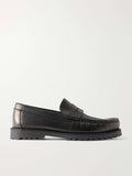 High Sole Leather Loafers