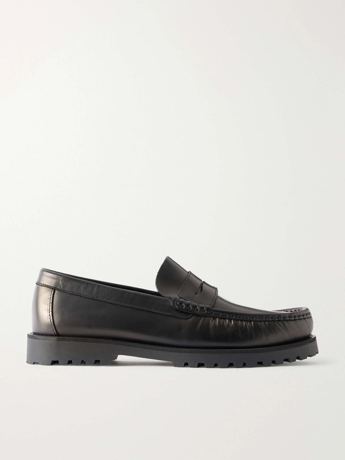 High Sole Leather Loafers