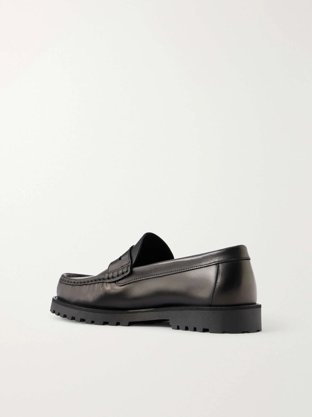 High Sole Leather Loafers