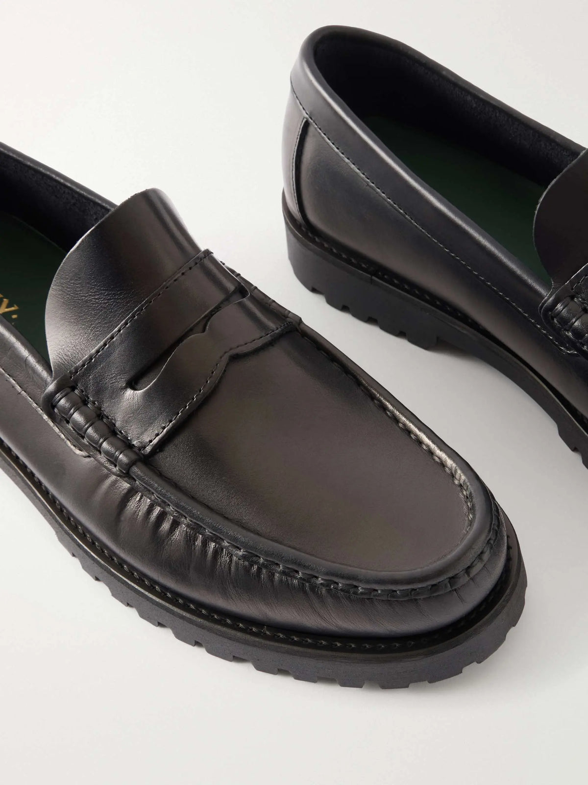 High Sole Leather Loafers