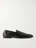 Croc-Effect Leather Loafers