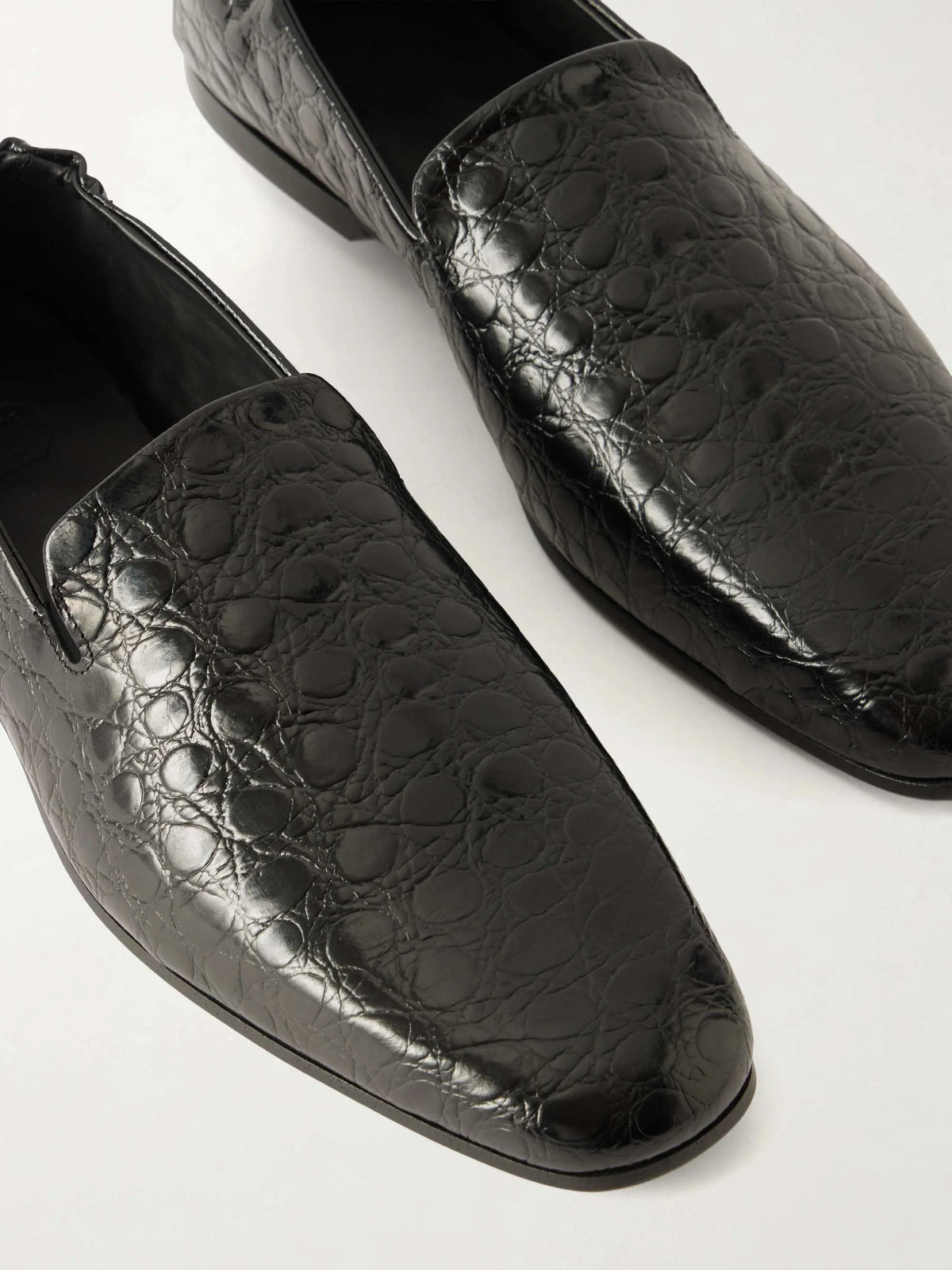 Croc-Effect Leather Loafers