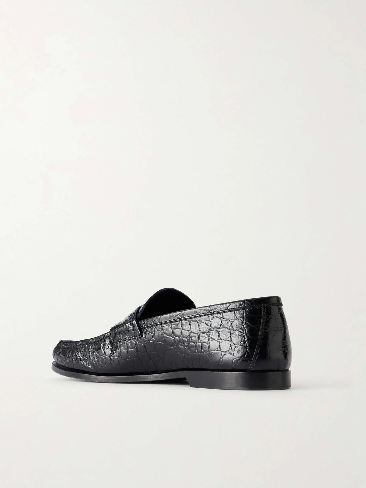 Croc-Effect Leather Loafers