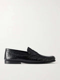Croc-Effect Leather Loafers