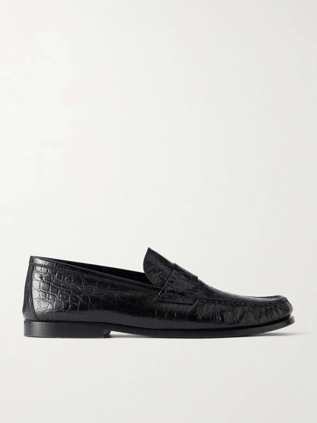 Croc-Effect Leather Loafers