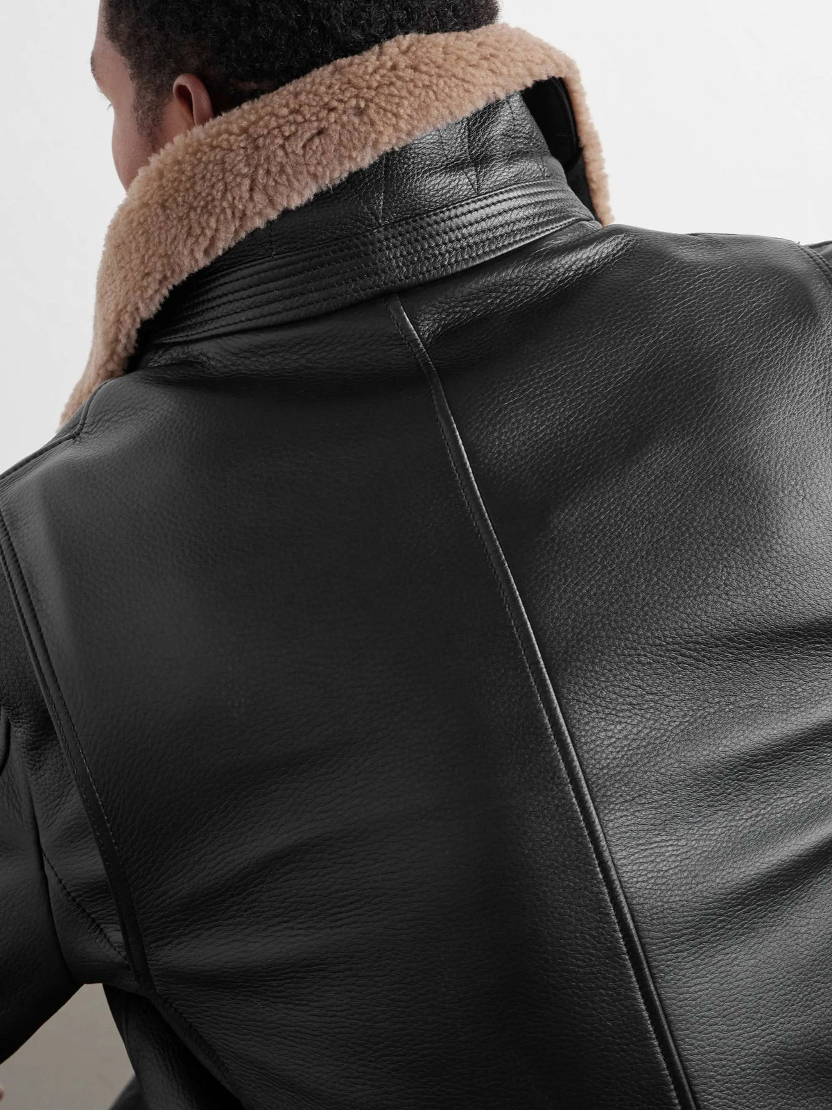 Shearling-Trimmed Full-Grain Leather Jacket