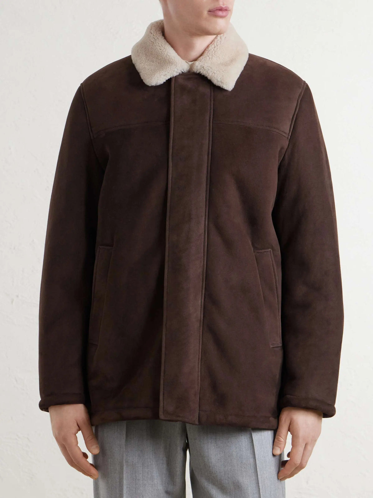 Shearling-Trimmed Suede Jacket
