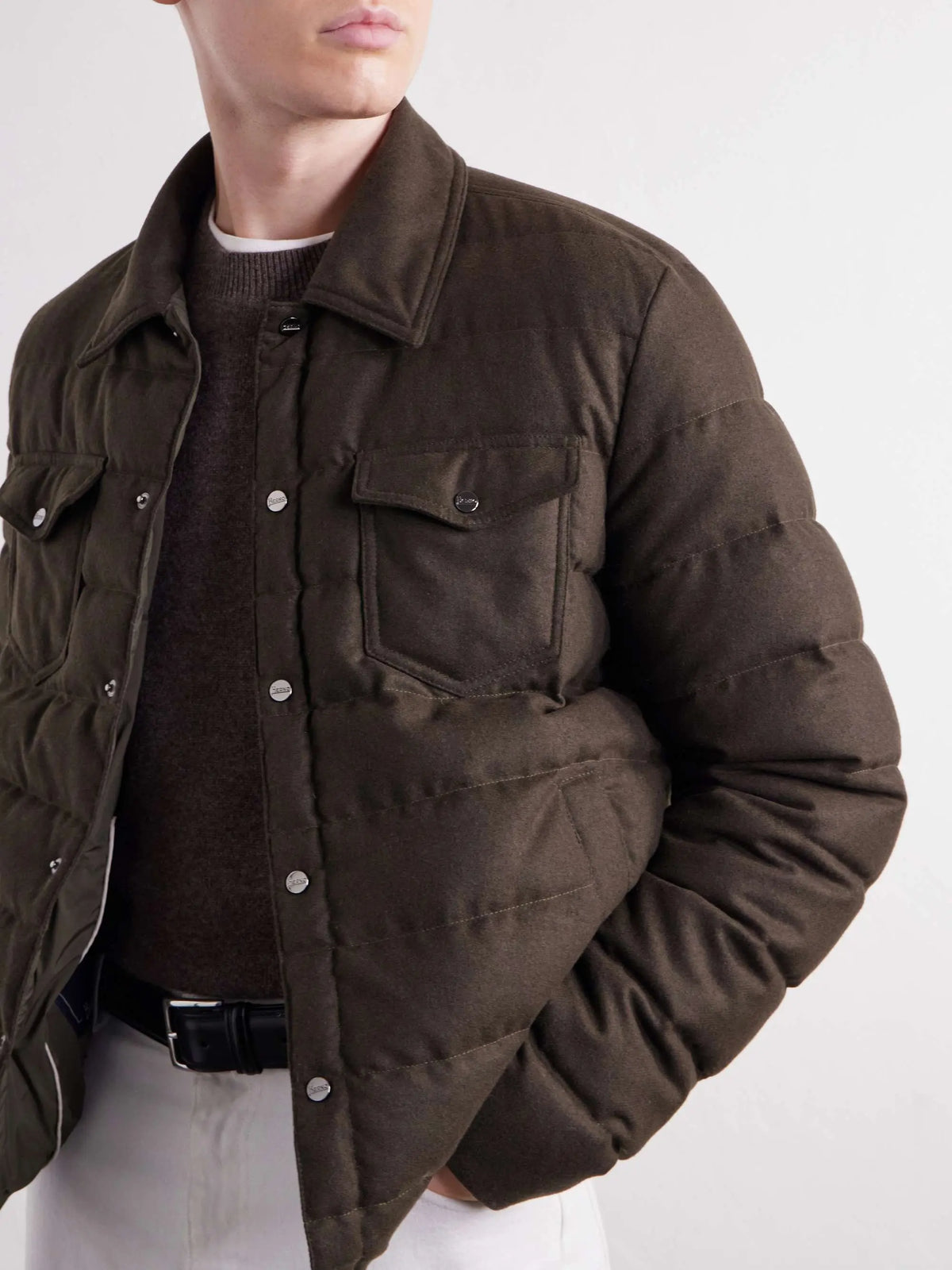 Quilted Flannel Down Jacket