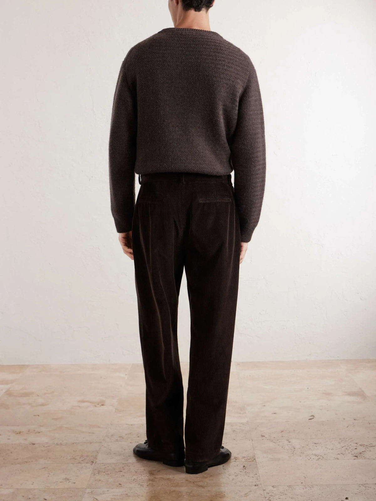 Straight-Leg Pleated Cotton-Corduroy Trousers